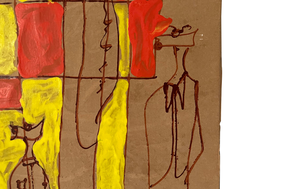Pair of 21st century abstract mixed-media paintings.