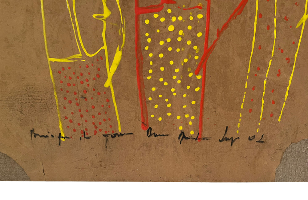 Pair of 21st century abstract mixed-media paintings.