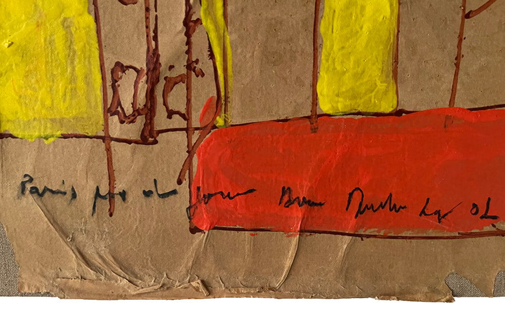 Pair of 21st century abstract mixed-media paintings.