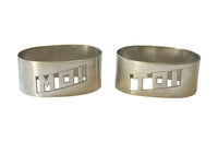 Pair of stylish, silver plate, Me and You, napkin holders from the Art Deco period.