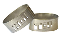 Pair of stylish, silver plate, Me and You, napkin holders from the Art Deco period.