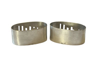 Pair of stylish, silver plate, Me and You, napkin holders from the Art Deco period.