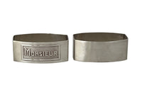 Pair of stylish, silver plate, Madame & Monsieur napkin holders from the Art Deco period.
