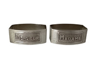 Pair of stylish, silver plate, Madame & Monsieur napkin holders from the Art Deco period.