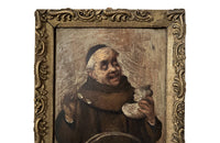 19th century charming small framed pair of Italian oil paintings of monks.
