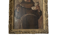 19th century charming small framed pair of Italian oil paintings of monks.