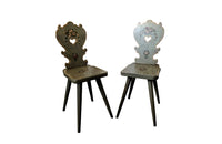 Pair of pretty painted Alsacian folk art side chairs.