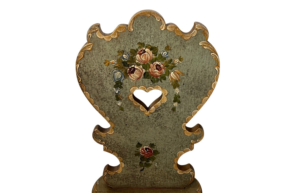 Pair of pretty painted Alsacian folk art side chairs.