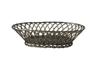 Pair French silver plate woven bread basket in oval form. 