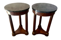 Matched pair of small 19th Century French Empire Revival pedestal side tables.