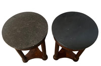 Matched pair of small 19th Century French Empire Revival pedestal side tables.