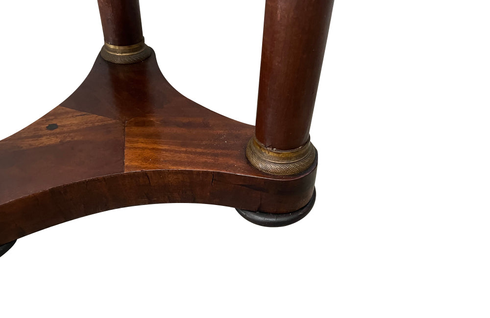 Matched pair of small 19th Century French Empire Revival pedestal side tables.