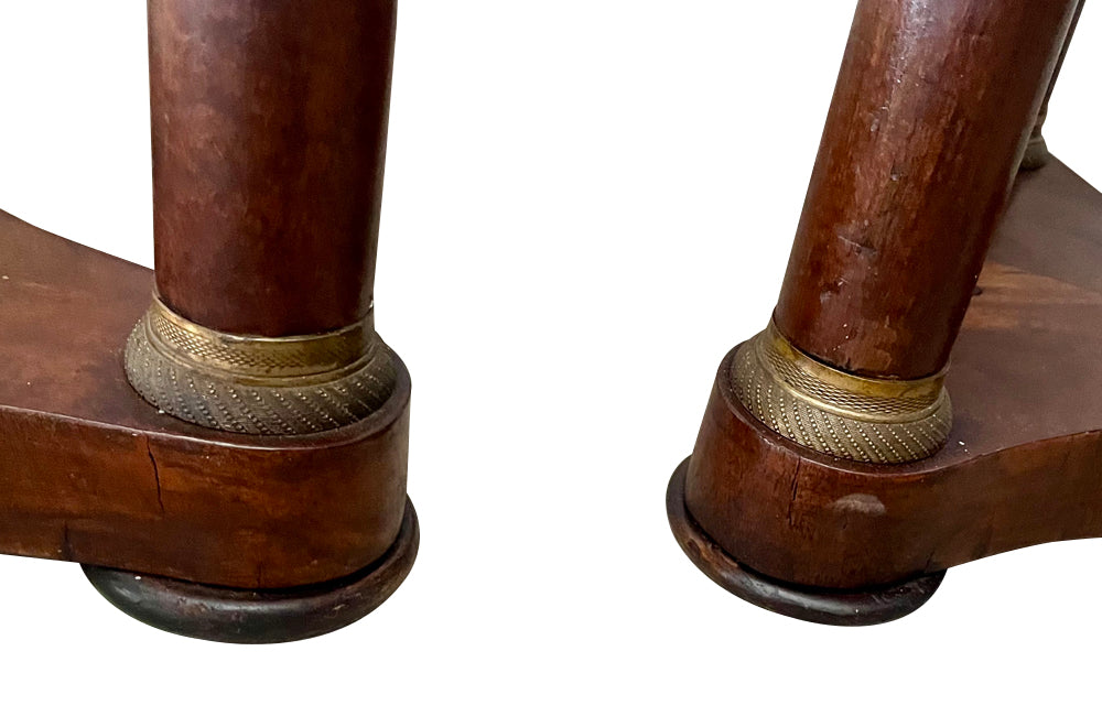 Matched pair of small 19th Century French Empire Revival pedestal side tables.