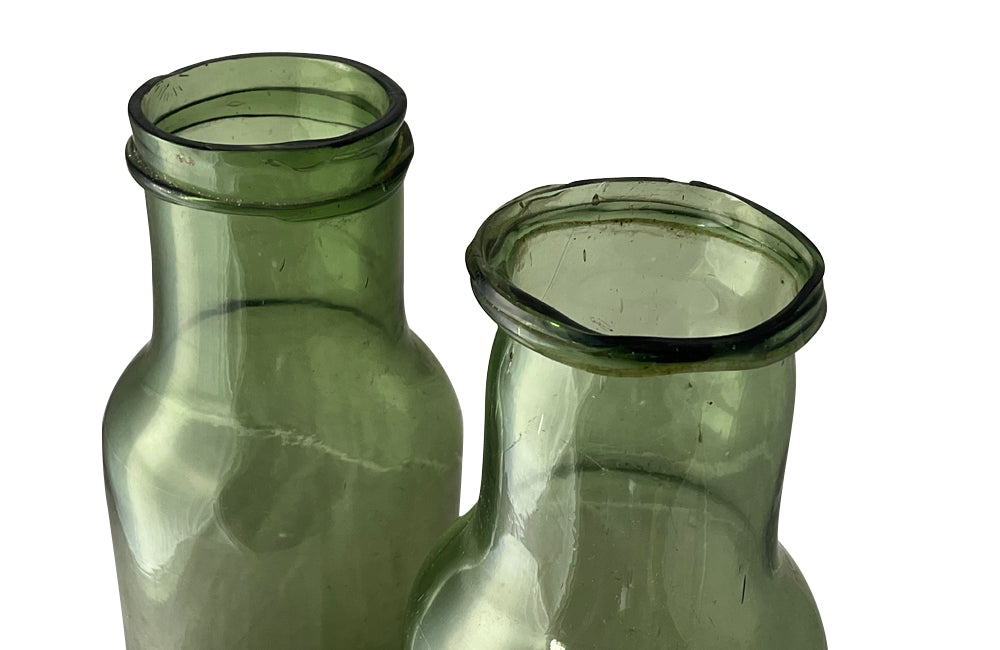 Pair of large 19th Century French green glass storage jars