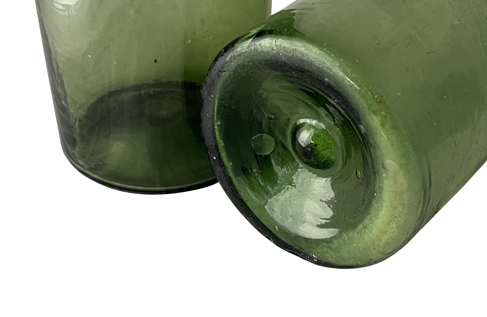 Pair of large 19th Century French green glass storage jars