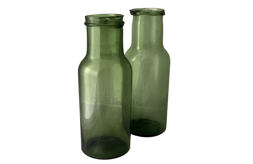 Pair of large 19th Century French green glass storage jars