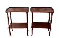 PAIR OF 20TH CENTURY CHINOISERIE BOBBIN SIDE TABLES