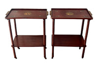 PAIR OF 20TH CENTURY CHINOISERIE BOBBIN SIDE TABLES