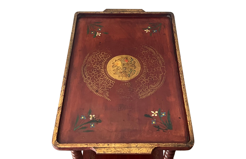 PAIR OF 20TH CENTURY CHINOISERIE BOBBIN SIDE TABLES