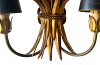 Exceptional pair of large wheat sheaf wall sconce lights