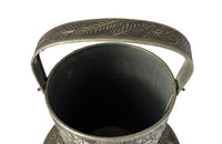 Wonderfully decorative pewter champagne bucket with handle and matching tray signed Denyse 1934