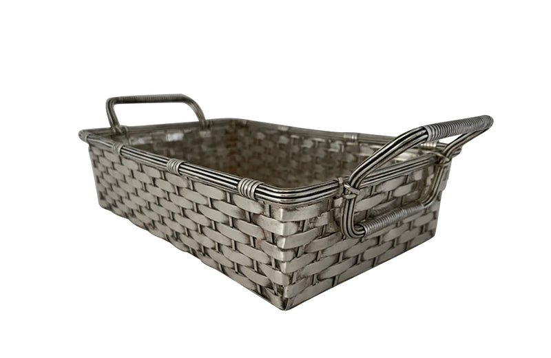 Mid Century French silver plate woven bread basket