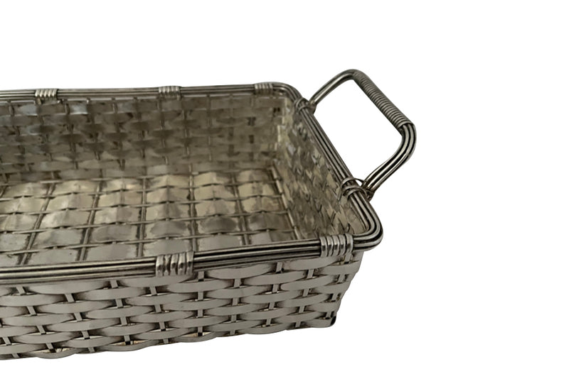 Mid Century French silver plate woven bread basket