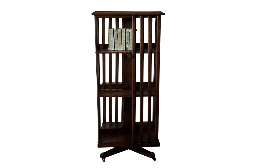 Antique French Revolving Mahogany Bookcase - Antique Furniture - AD & PS Antiques