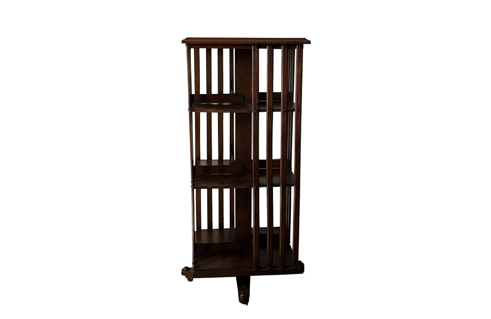 Antique French Revolving Mahogany Bookcase - Antique Furniture - AD & PS Antiques
