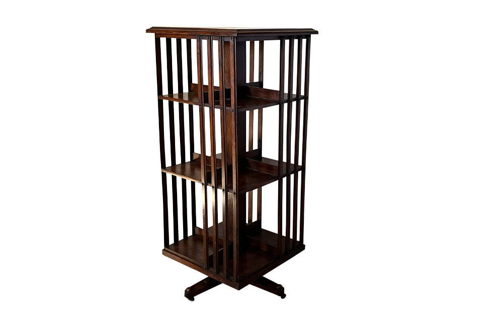Antique French Revolving Mahogany Bookcase - Antique Furniture - AD & PS Antiques