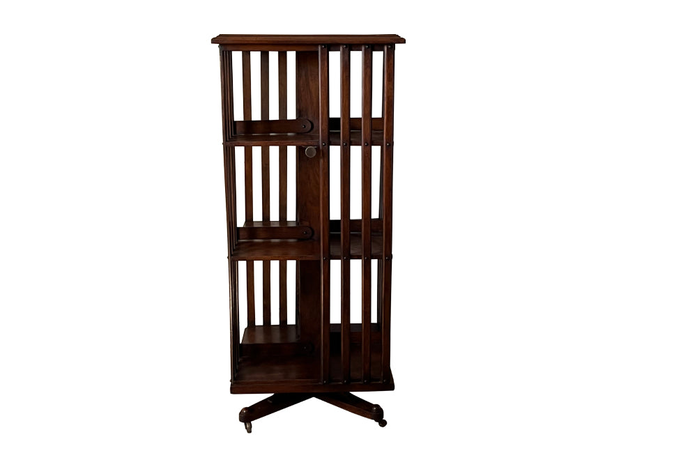 Antique French Revolving Mahogany Bookcase - Antique Furniture - AD & PS Antiques
