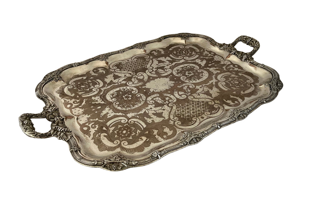 Large Rococo revival etched tray