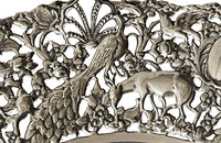 Beautiful mid 20th century large silver plate pierced decorative round tray dish.