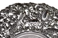 Beautiful mid 20th century large silver plate pierced decorative round tray dish.