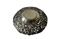 Beautiful mid 20th century large silver plate pierced decorative round tray dish.