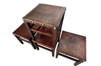 Set of four Antique stools with lovely original cowhide and large studding - Antique Furniture