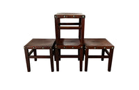 Set of four Antique stools with lovely original cowhide and large studding - Antique Furniture