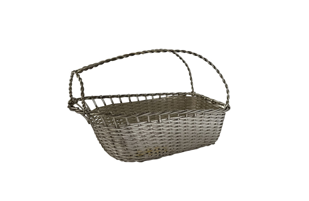 Mid Century French silver plate wirework woven bottle holder