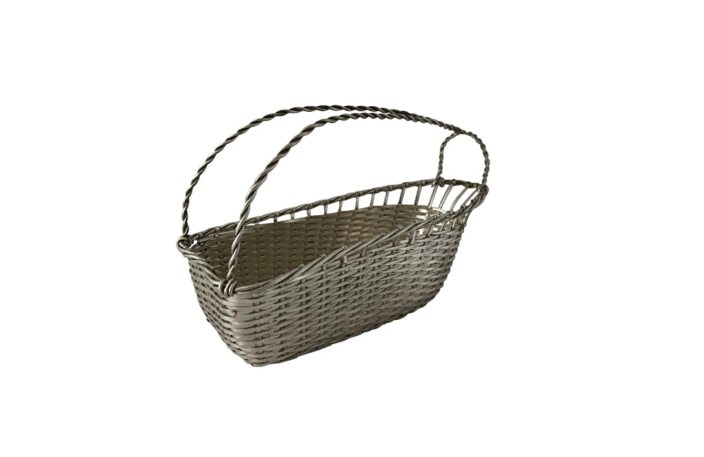 Mid Century French silver plate wirework woven bottle holder