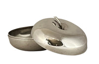 Mid 20th century French silver plate lidded box dish in the form of an apple stamped Fleuron France