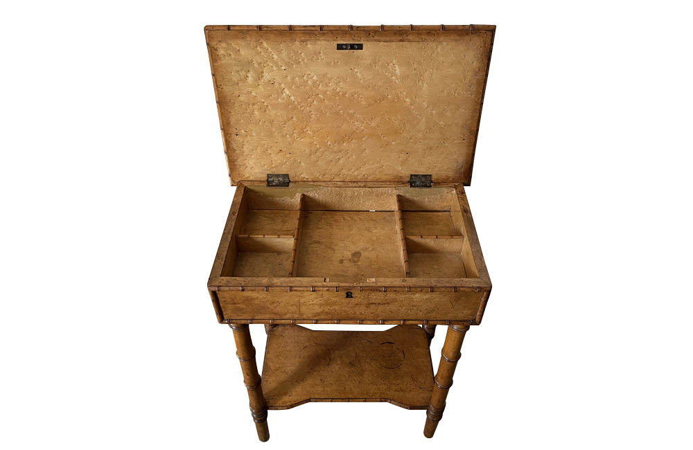 Charming early 20th Century French burr maple lidded table - Antique Furniture - Antique Tables - AD & PS Antiques