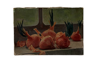 SMALL FRENCH STILL LIFE PAINTING OF ONIONS
