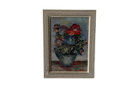Antique oil painting still life painting of anemones oil on wood