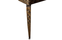 Mid 20th Century Spanish brutalist gilt iron console with pink Pyrenean marble with green veining.