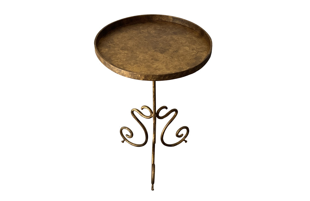 Spanish, Mid-Century gilt iron cocktail martini table - mid century side table - AD & PS Antiques