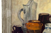 20th century still life painting of pottery and a glass cider jug - French Antiques