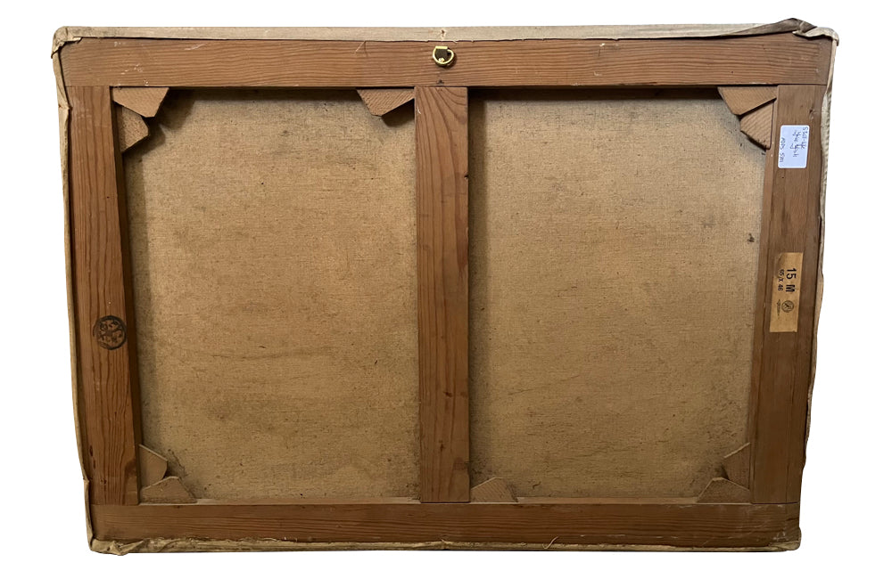 Vintage oil painting still life of fish. French oil painting.