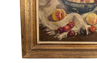 Framed still-life oil on board painting by the artist, Vidal Rolland