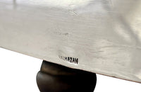 elegant and stylish oval silverplate and wooden tray by the design house Valmazan, Spain.