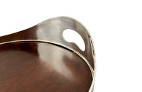 elegant and stylish oval silverplate and wooden tray by the design house Valmazan, Spain.